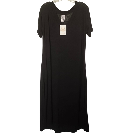 NWT BECCA Black Semi Sheer Maxi Dress Beach Cover Up - Picture 1 of 4